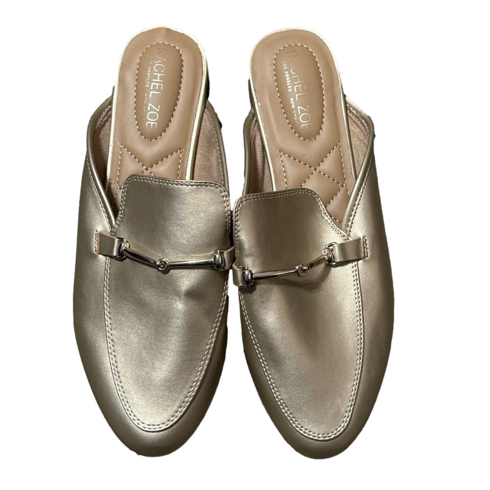 Rachel Zoe Metallic Gold Mules Loafer Style